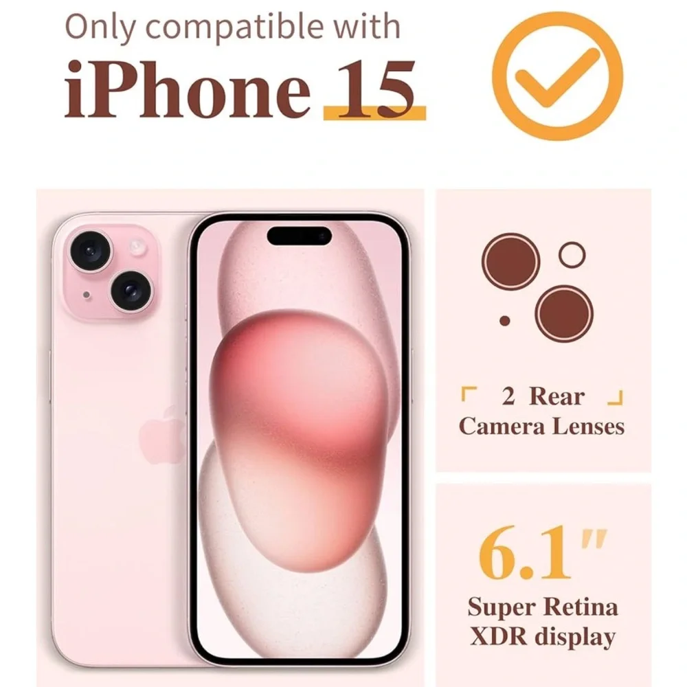 iPhone 15 Case, [3 in 1] with Screen Protector & Camera Lens Protector